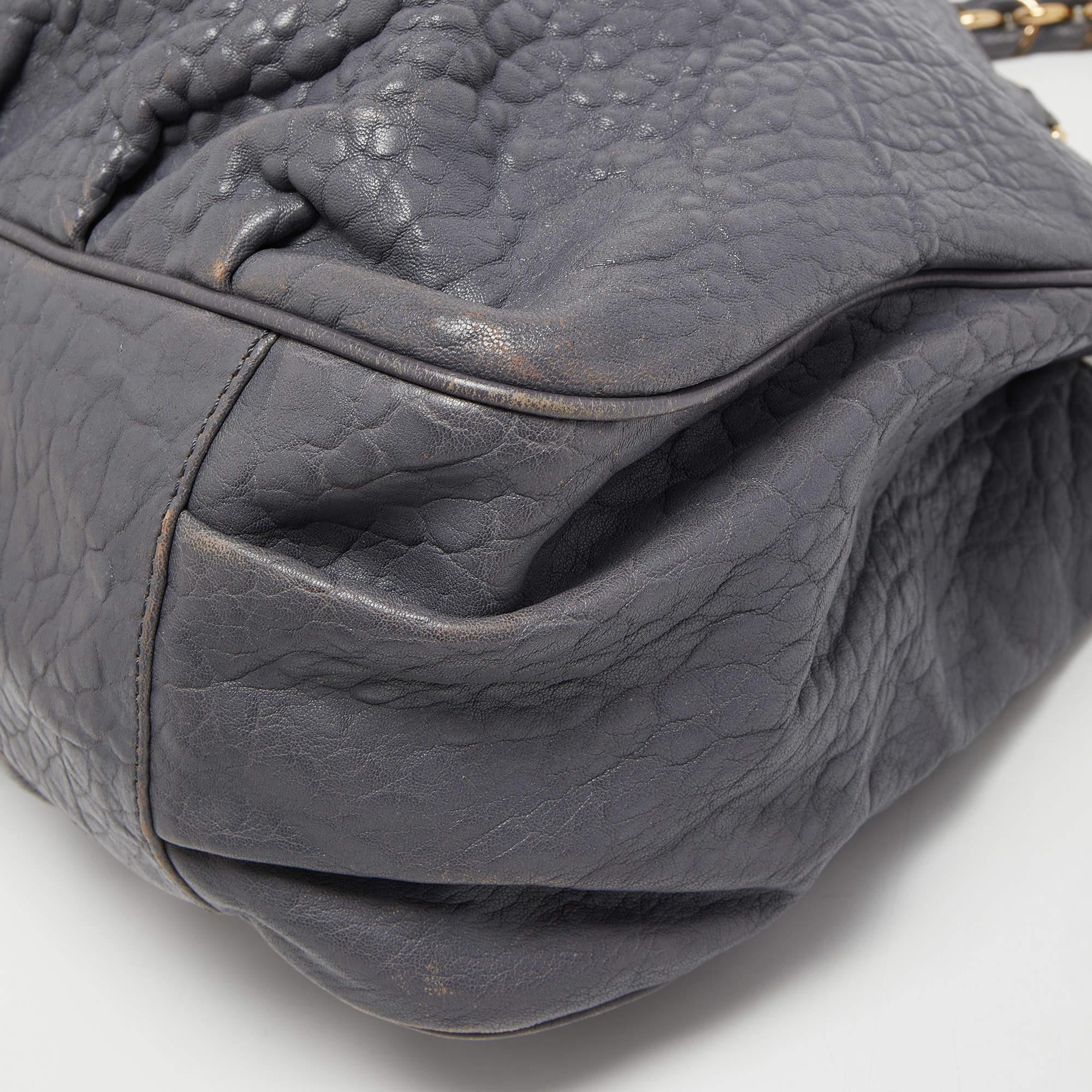 Fendi Light Blue Textured Leather Large Mia Hobo 15