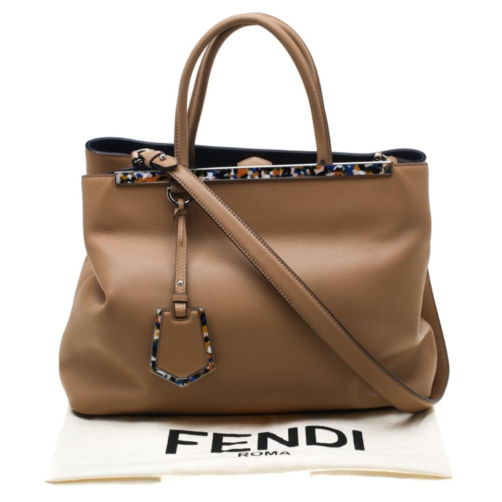 Fendi Light Brown Leather 2Jours Confetti Tote 8