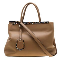 Fendi Light Brown Leather 2Jours Confetti Tote