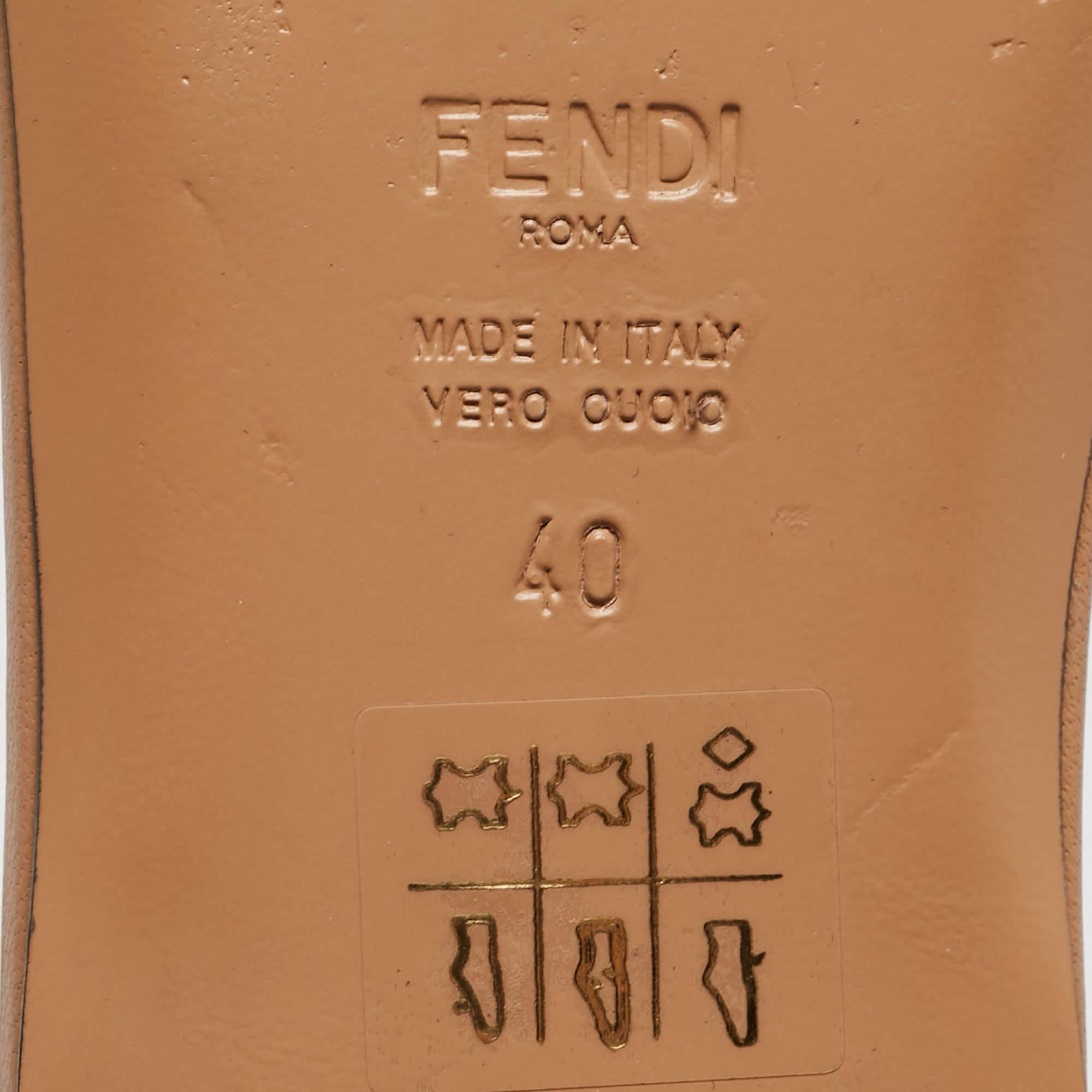 Fendi Light Brown Leather Flat Slides Size 40 3