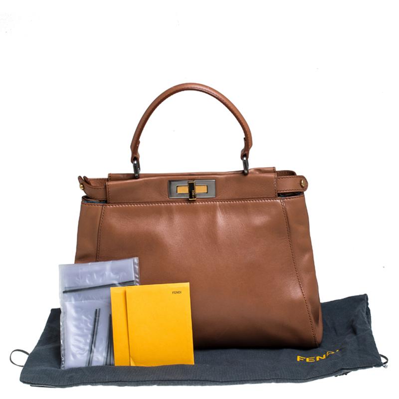 Fendi Light Brown Leather Medium Peekaboo Top Handle Bag 7