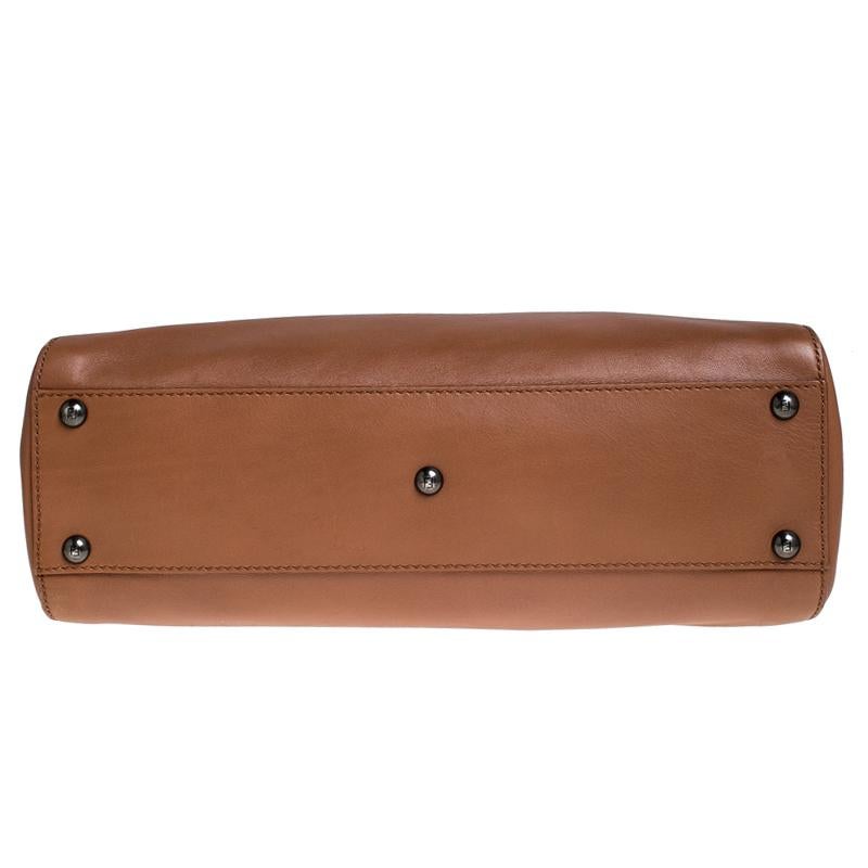 Women's Fendi Light Brown Leather Medium Peekaboo Top Handle Bag