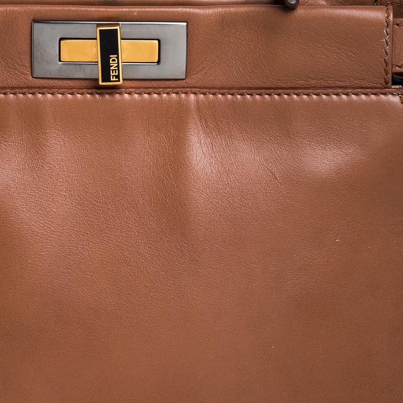 Fendi Light Brown Leather Medium Peekaboo Top Handle Bag 1