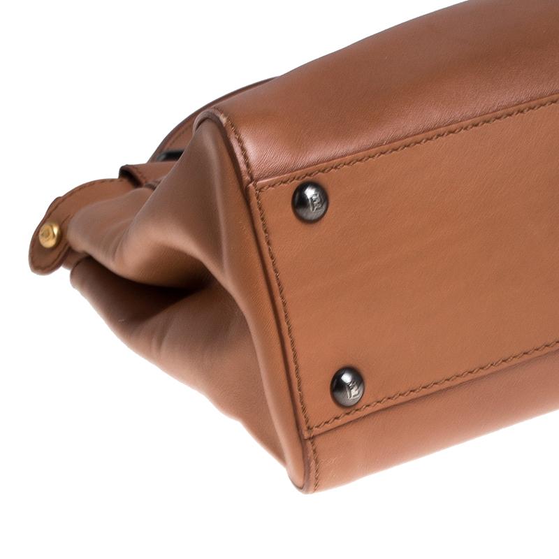 Fendi Light Brown Leather Medium Peekaboo Top Handle Bag 2