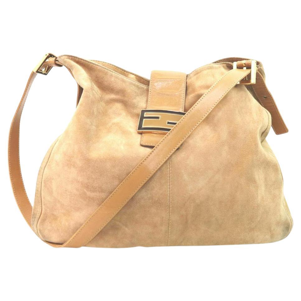 Fendi Light Brown Suede Hobo Messenger 861008