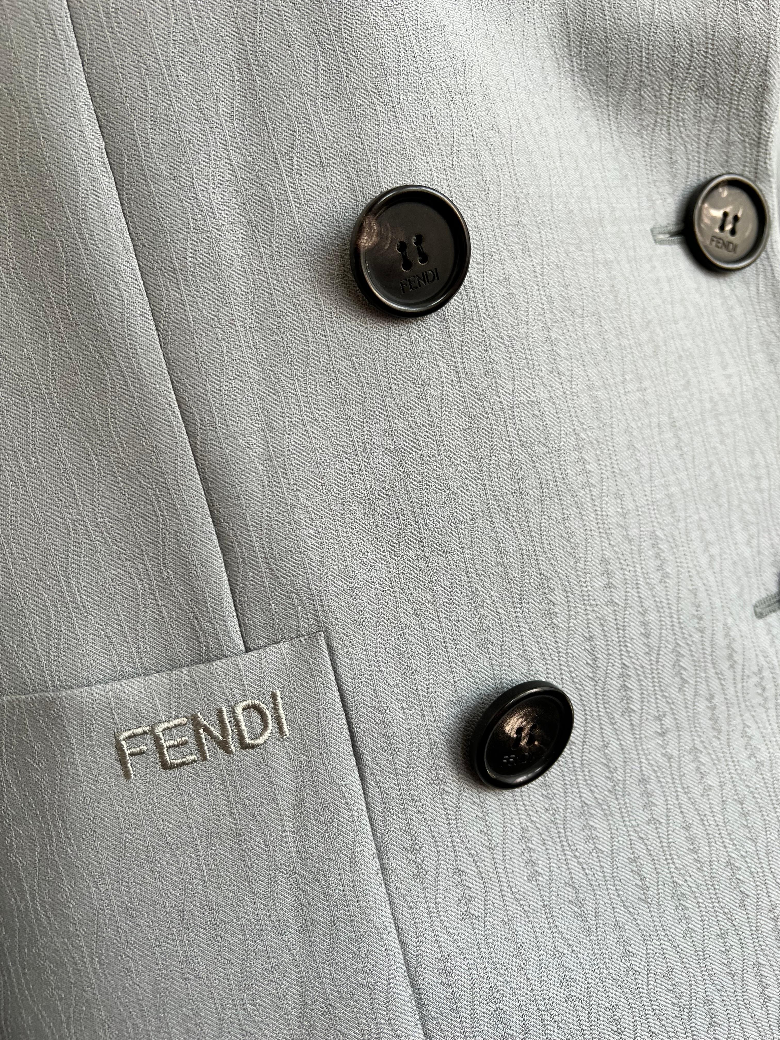 Women's or Men's Fendi Light Grey Double Breasted Blazer  For Sale
