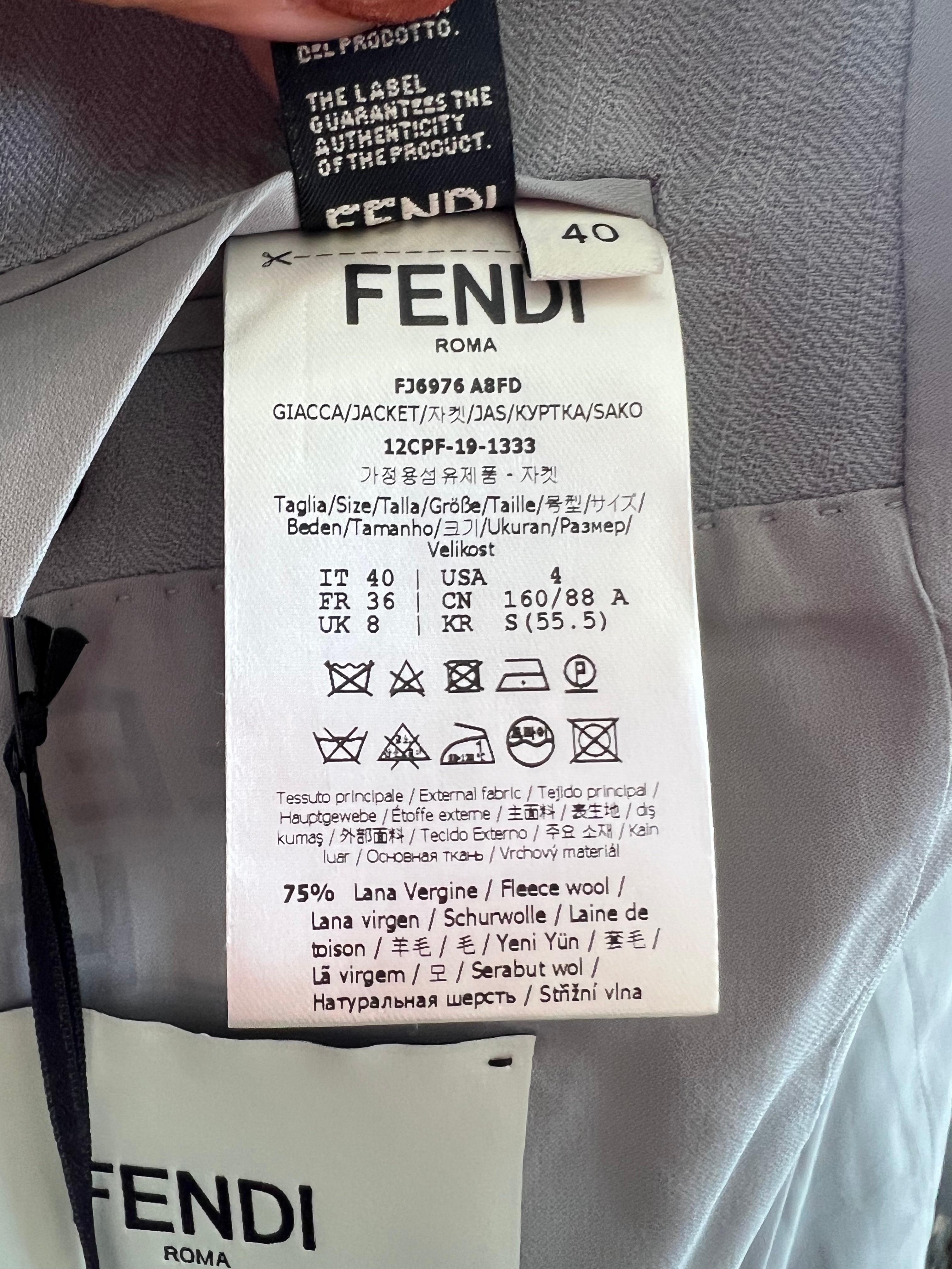 Fendi Light Grey Double Breasted Blazer  For Sale 1