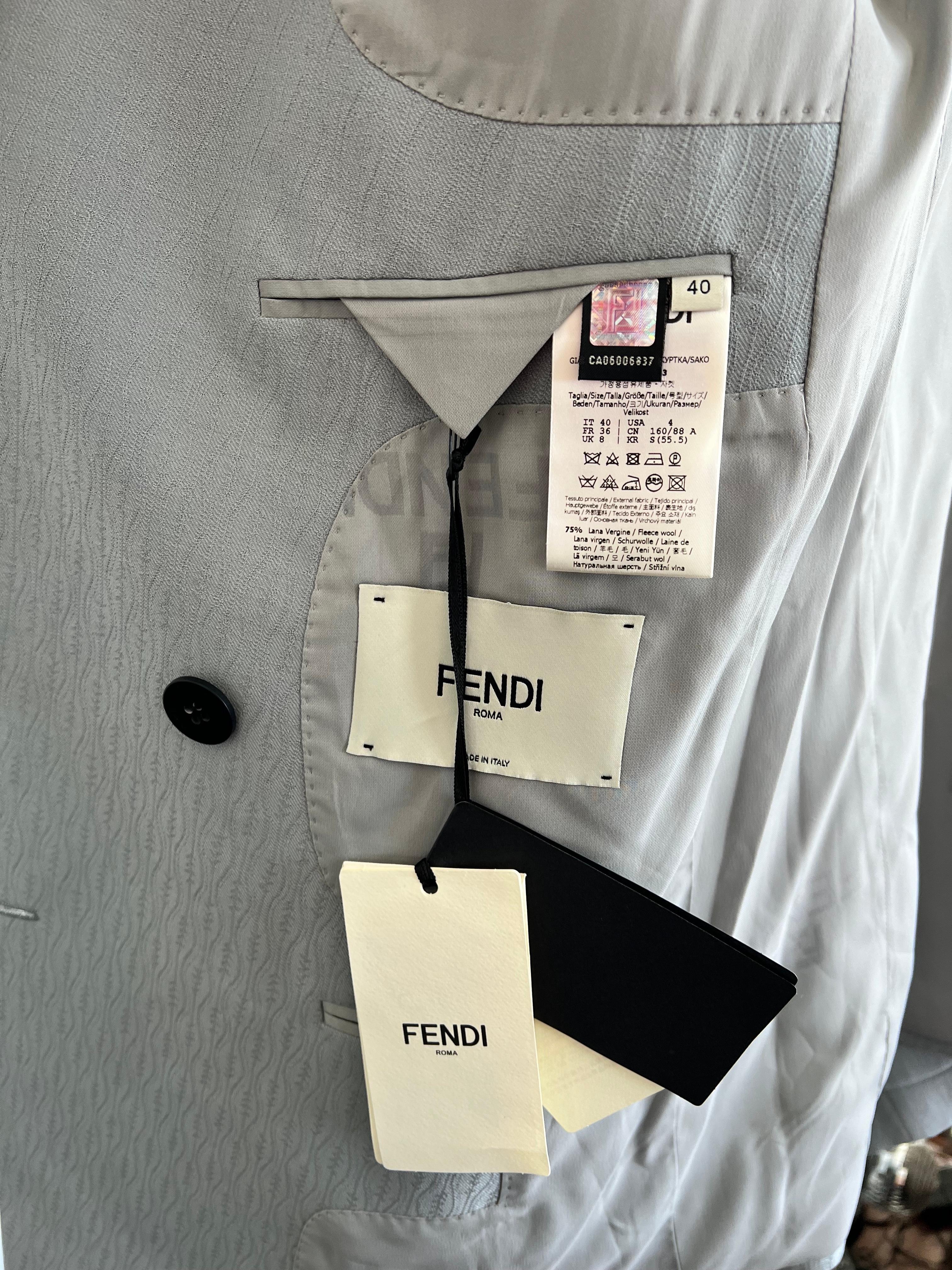Fendi Light Grey Double Breasted Blazer  For Sale 4