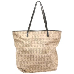 Vintage Fendi Light Monogram Ff Shopper 869161 Brown Canvas Tote