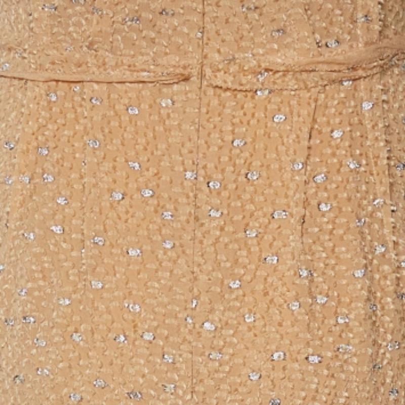 Beige Fendi Light Orange Silk Fil Coupe Trail Gown M For Sale