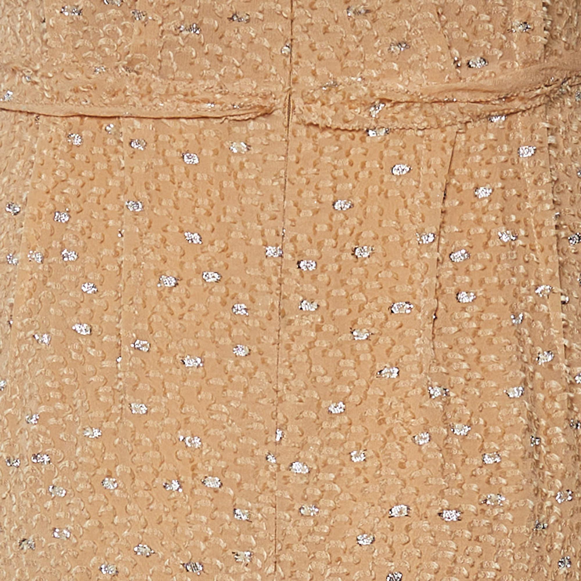 Fendi Light Orange Silk Fil Coupe Trail Gown M In Good Condition For Sale In Dubai, Al Qouz 2