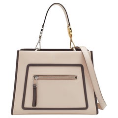 Fendi Light Pink/Brown Leather Medium Runaway Top Handle Bag