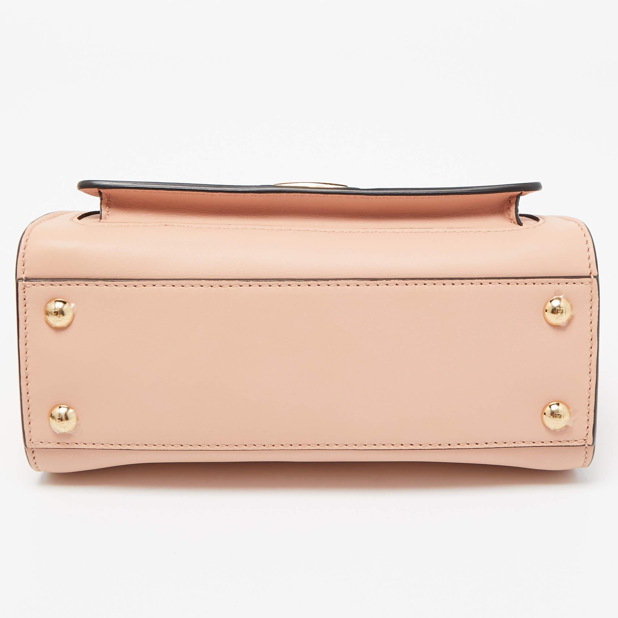 Fendi Light Pink Leather Mini Front Pocket Peekaboo Top Handle Bag For Sale 7