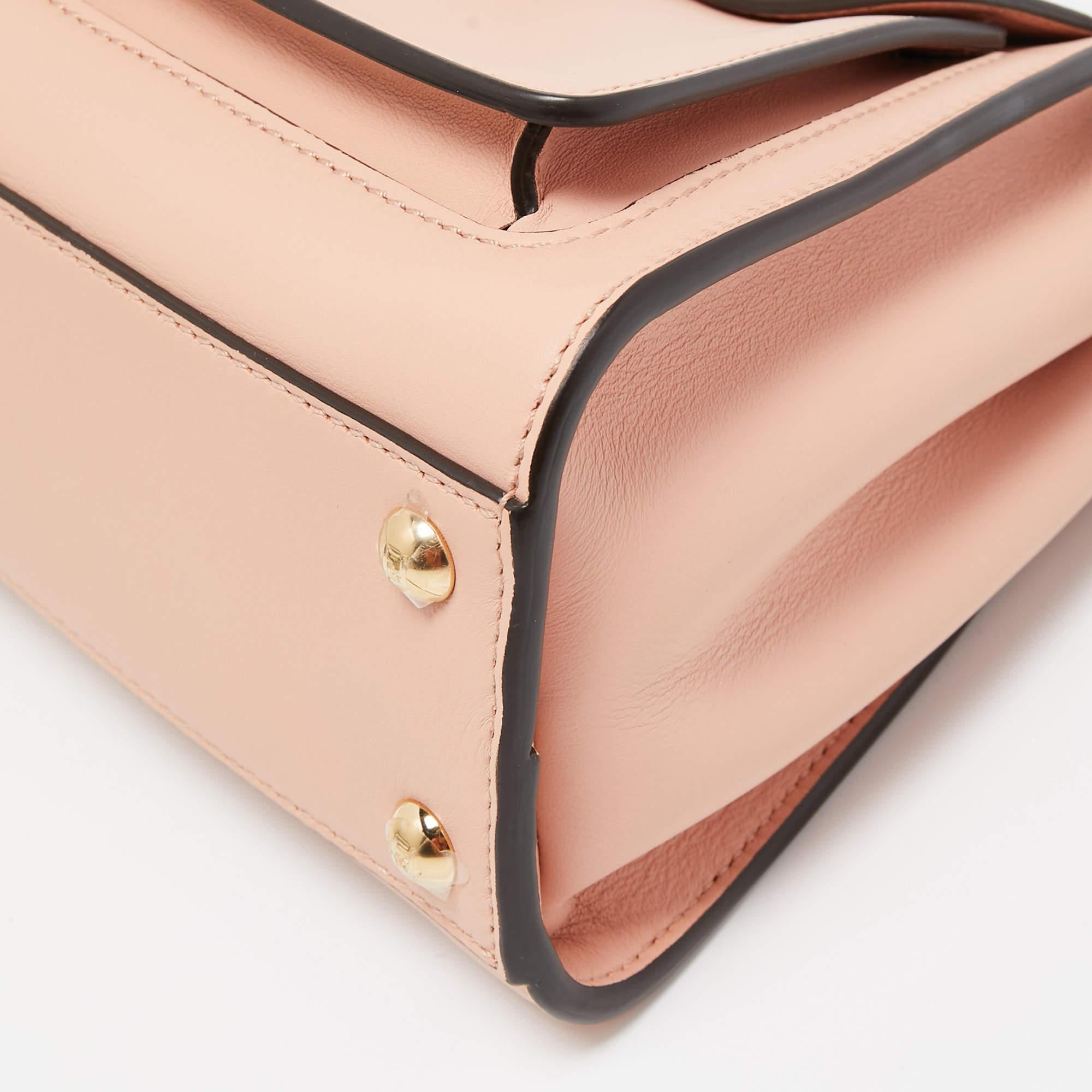 Women's Fendi Light Pink Leather Mini Front Pocket Peekaboo Top Handle Bag For Sale