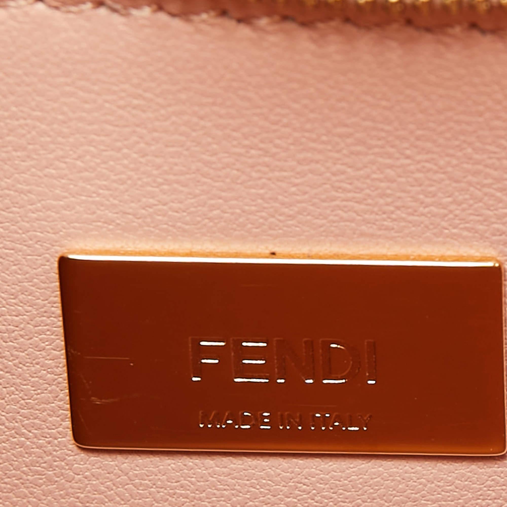 Fendi Light Pink Leather Mini Front Pocket Peekaboo Top Handle Bag For Sale 3