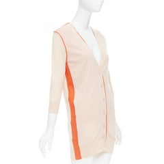 FENDI light pink orange 100% wool trimmed long cardigan IT40 S
