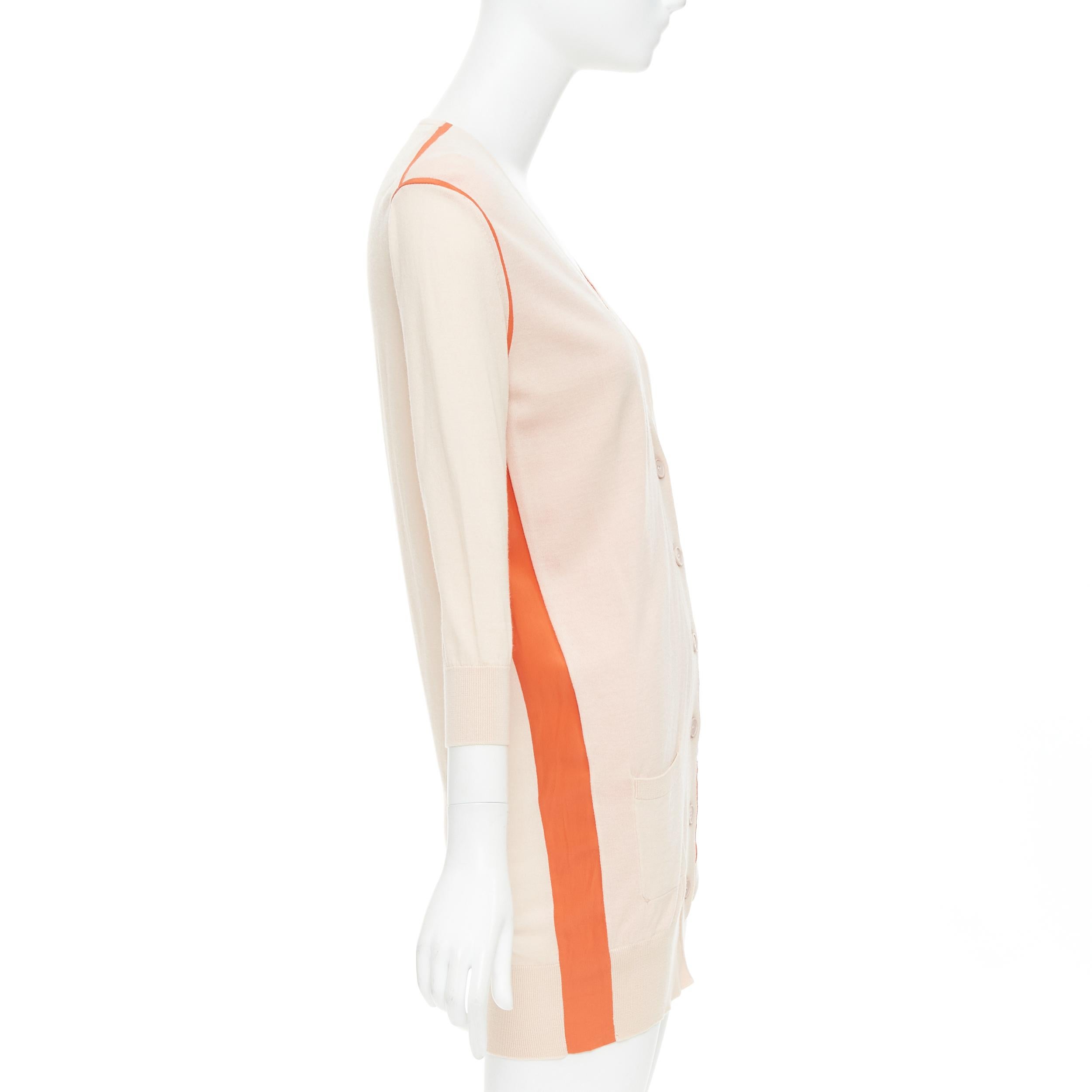 FENDI rosa-orangefarbene lange Strickjacke mit Besatz aus 100% Wolle IT40 S (Beige) im Angebot