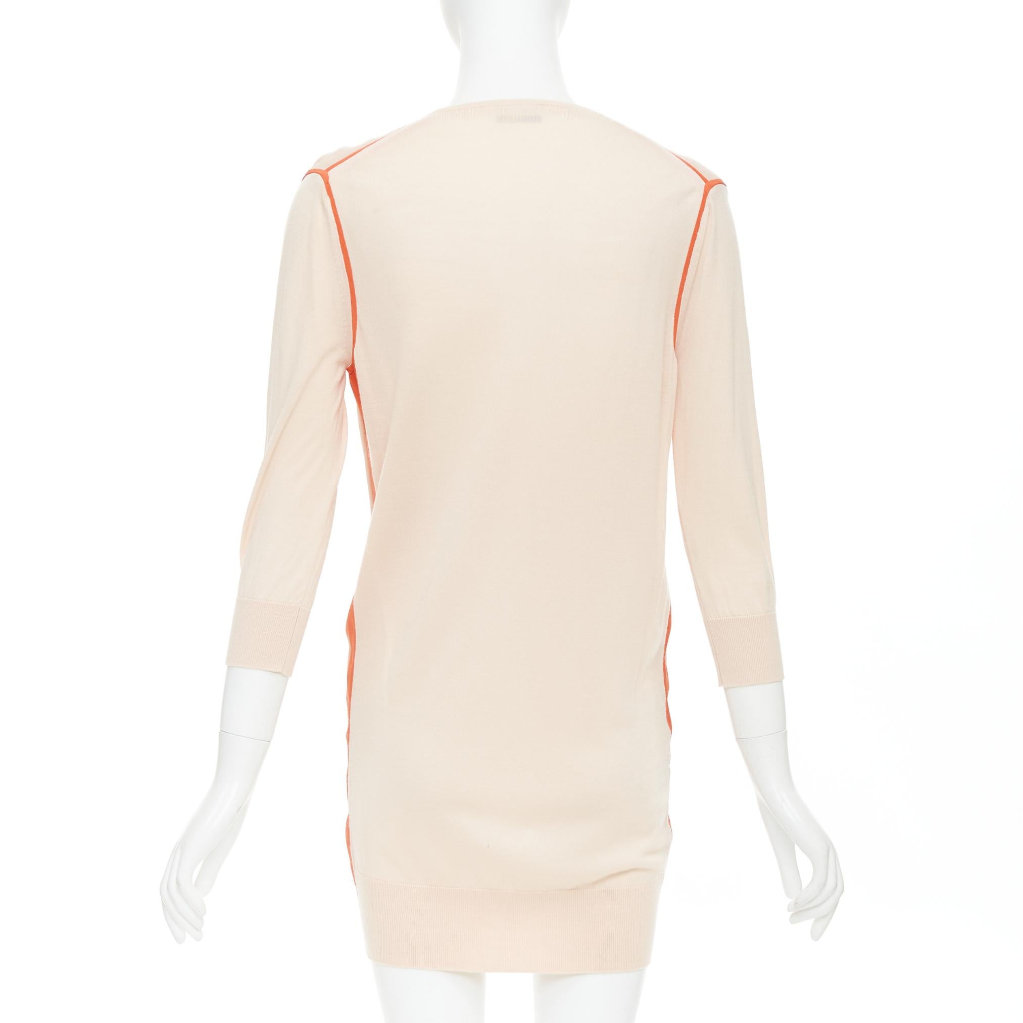 FENDI rosa-orangefarbene lange Strickjacke mit Besatz aus 100% Wolle IT40 S im Zustand „Relativ gut“ im Angebot in Hong Kong, NT