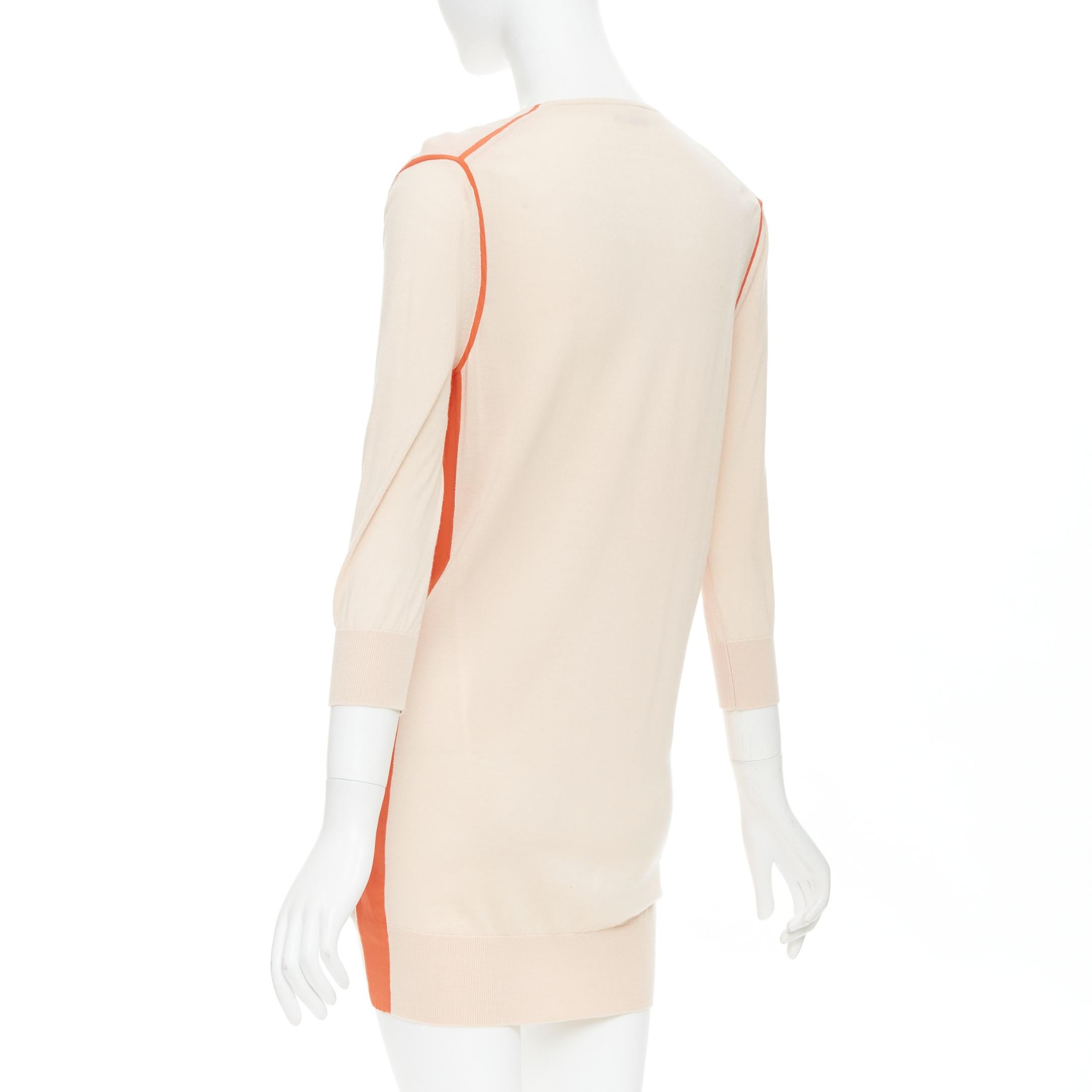 FENDI rosa-orangefarbene lange Strickjacke mit Besatz aus 100% Wolle IT40 S Damen im Angebot