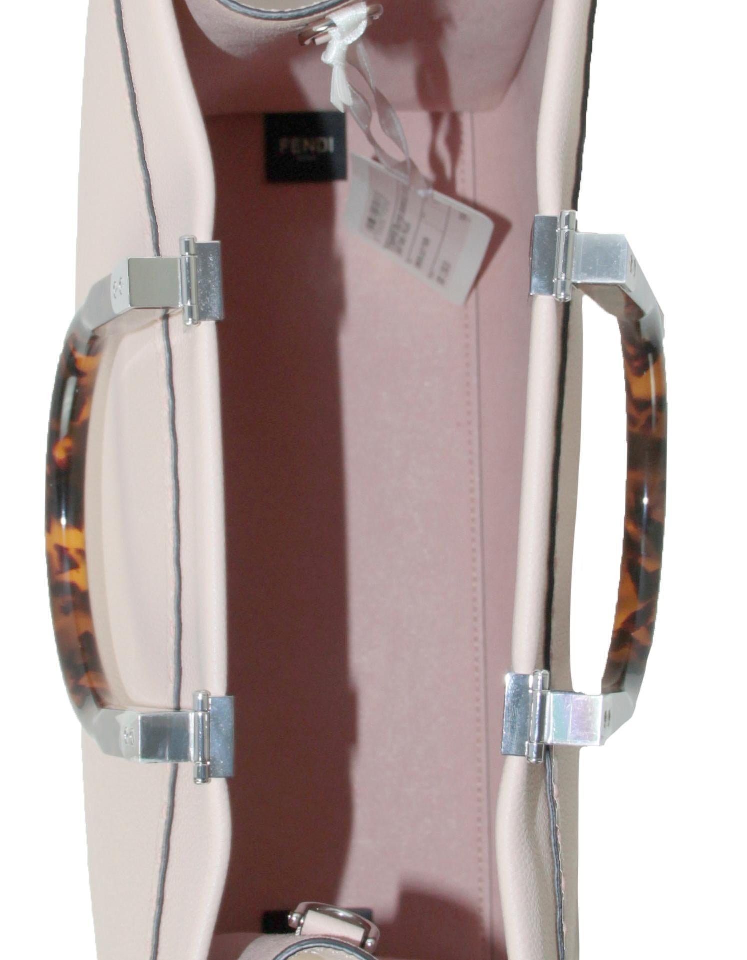 Fendi Light Rose Leather Plexiglass Medium Fendi Sunshine Shopper Tote Bag In New Condition In New York, NY