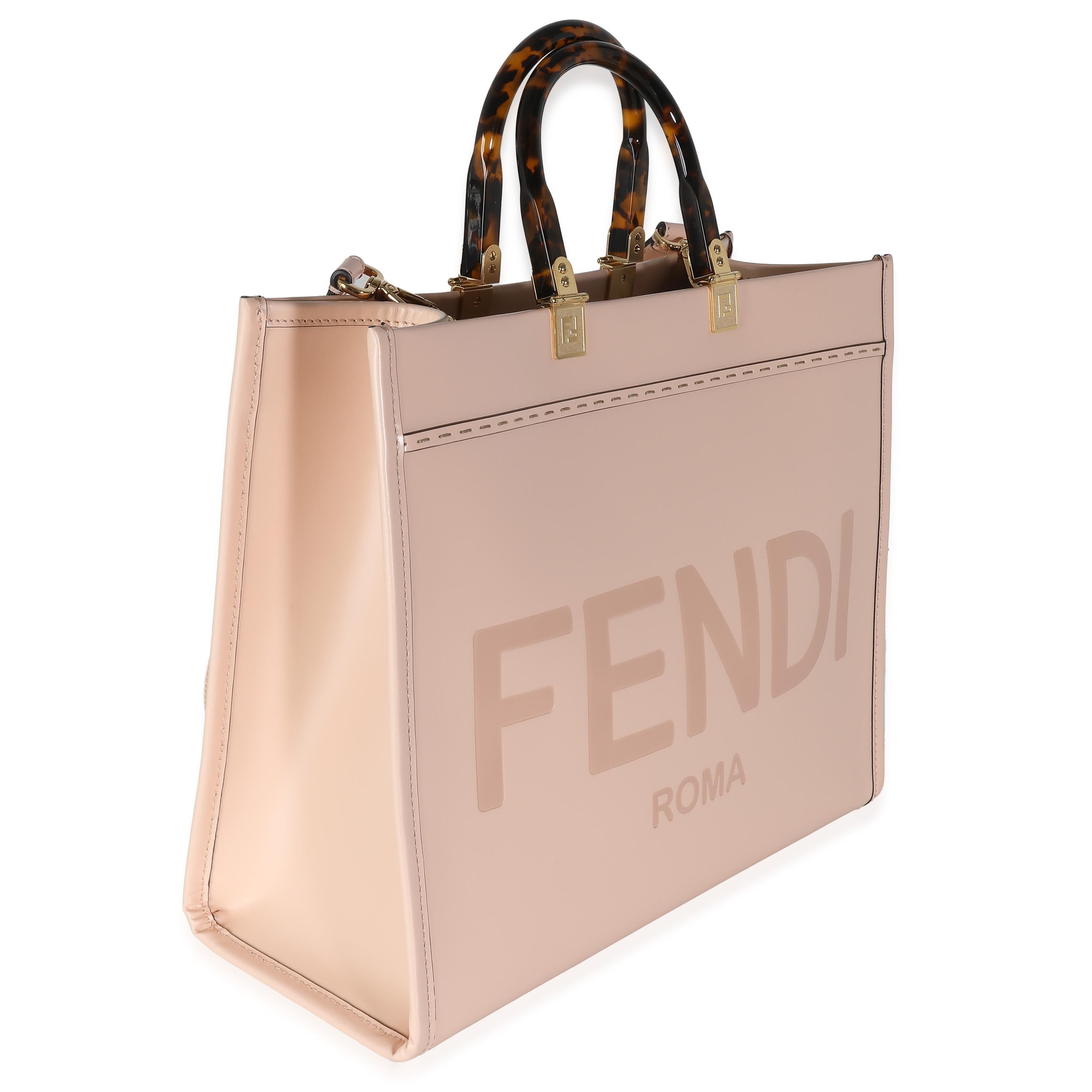 Orange Fendi Light Rose Vitello King Plexiglass Medium Sunshine Shopper Tote For Sale