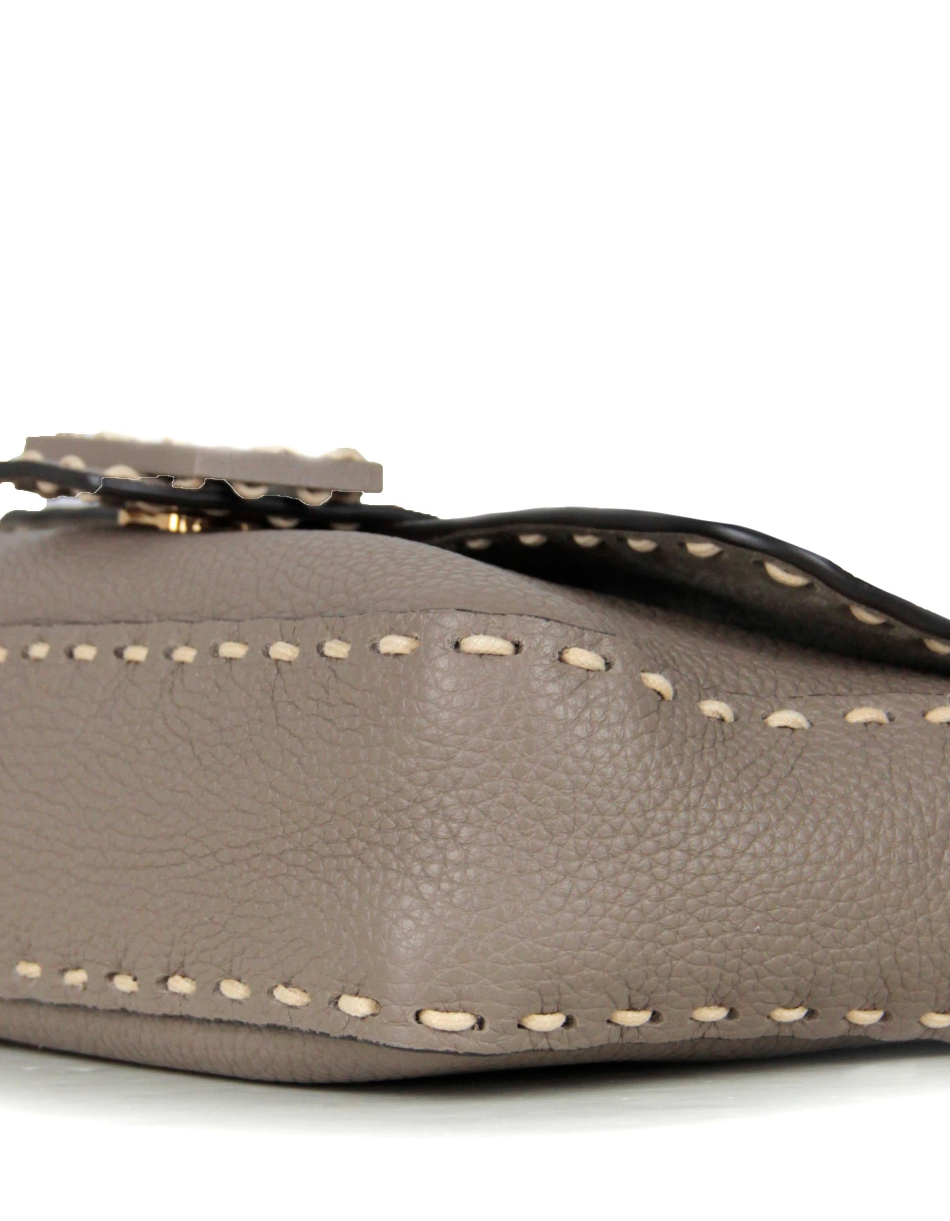 Fendi Grau Selleria Leder NM Baguette-Tasche mit Nähtenbesatz Neu 3.290 $ 3