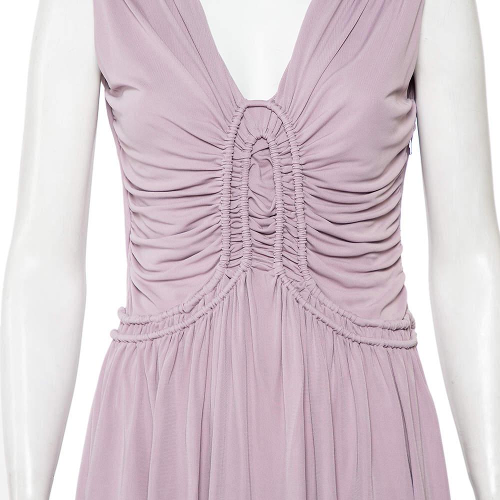 Fendi Lilac Knit Ruched Detail Mini Dress M In Good Condition For Sale In Dubai, Al Qouz 2