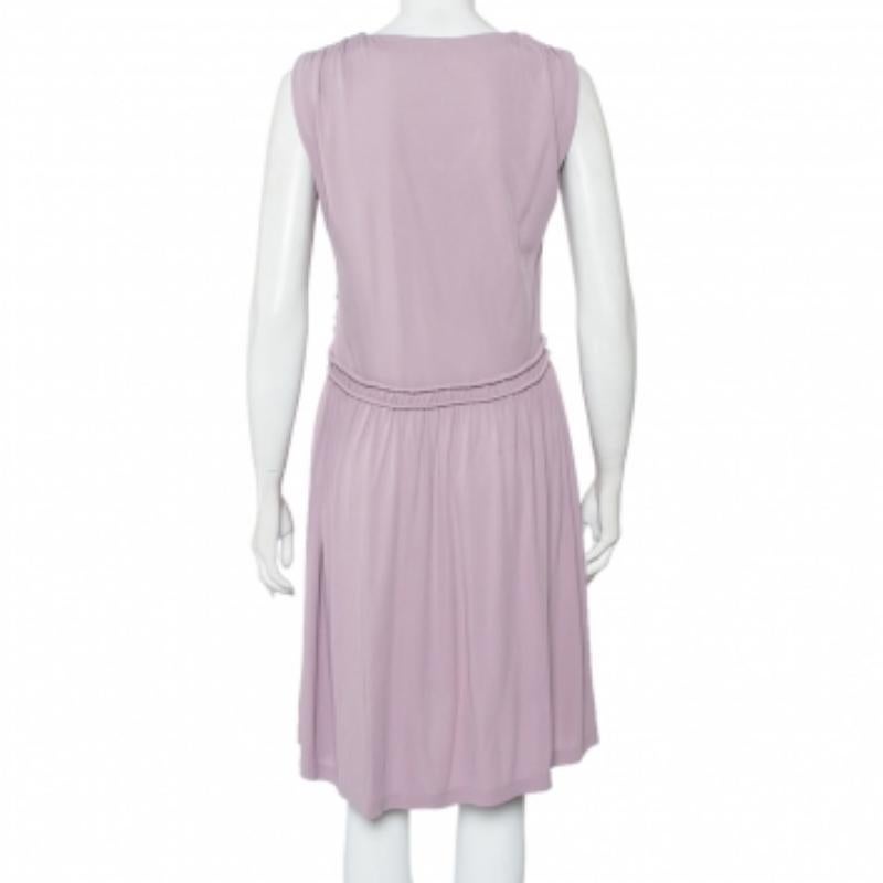 Women's Fendi Lilac Knit Ruched Detail Mini Dress M For Sale