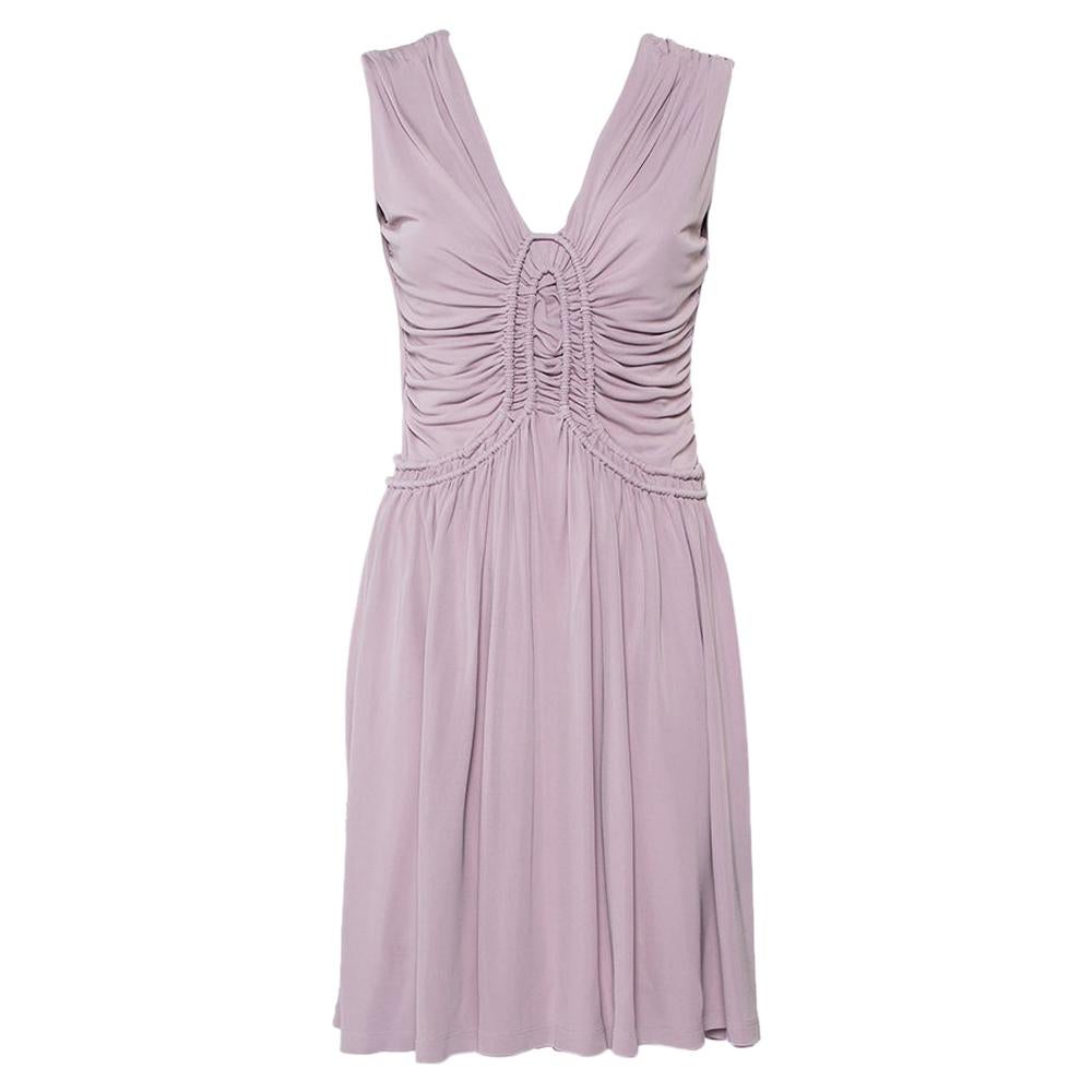 Fendi Lilac Knit Ruched Detail Mini Dress M For Sale