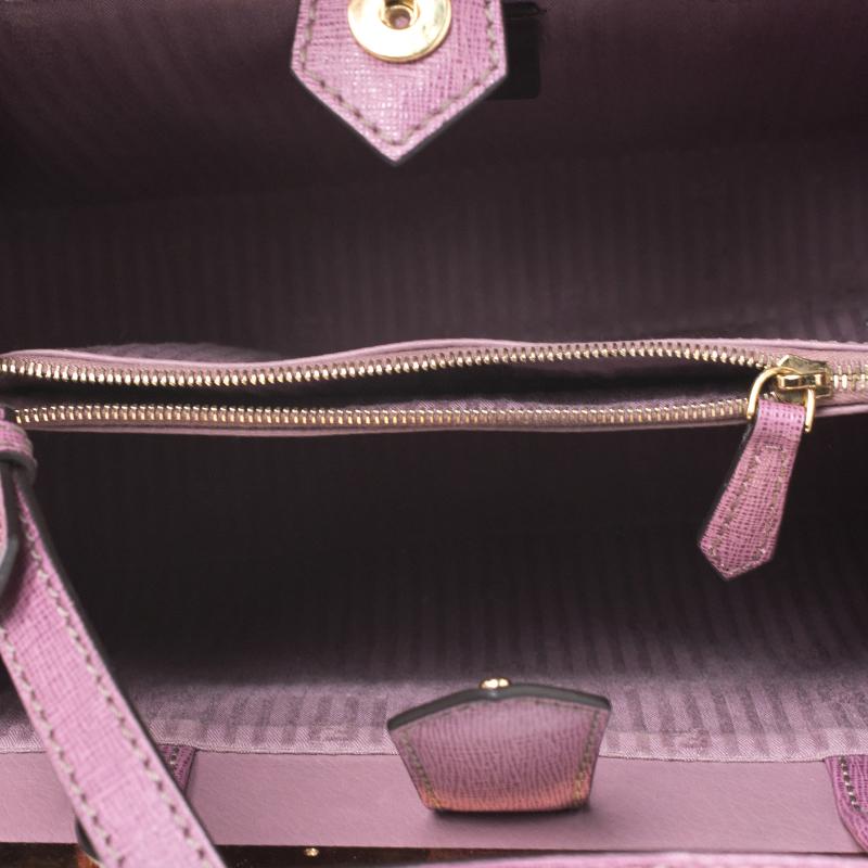 Fendi Lilac Leather Mini 2jours Tote In Good Condition In Dubai, Al Qouz 2