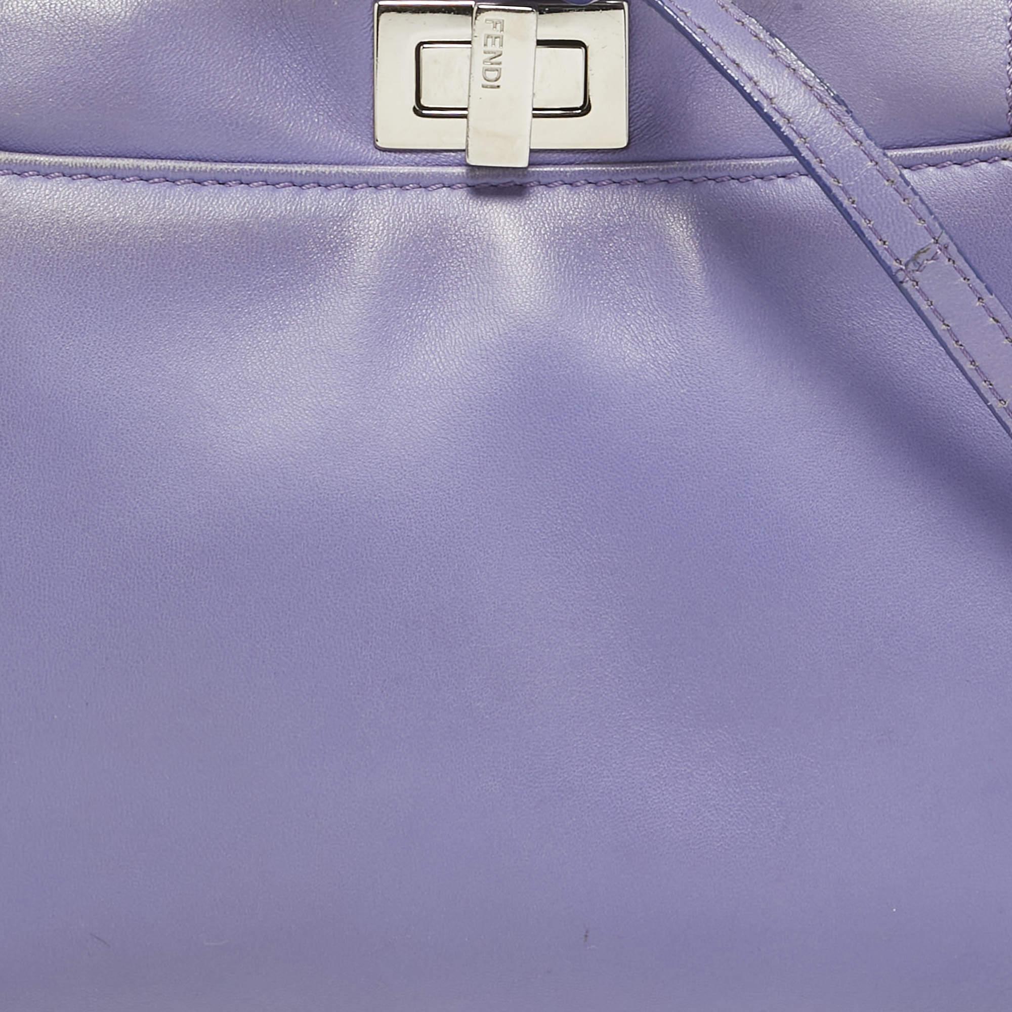 Women's Fendi Lilac Leather Mini Peekaboo Top Handle Bag