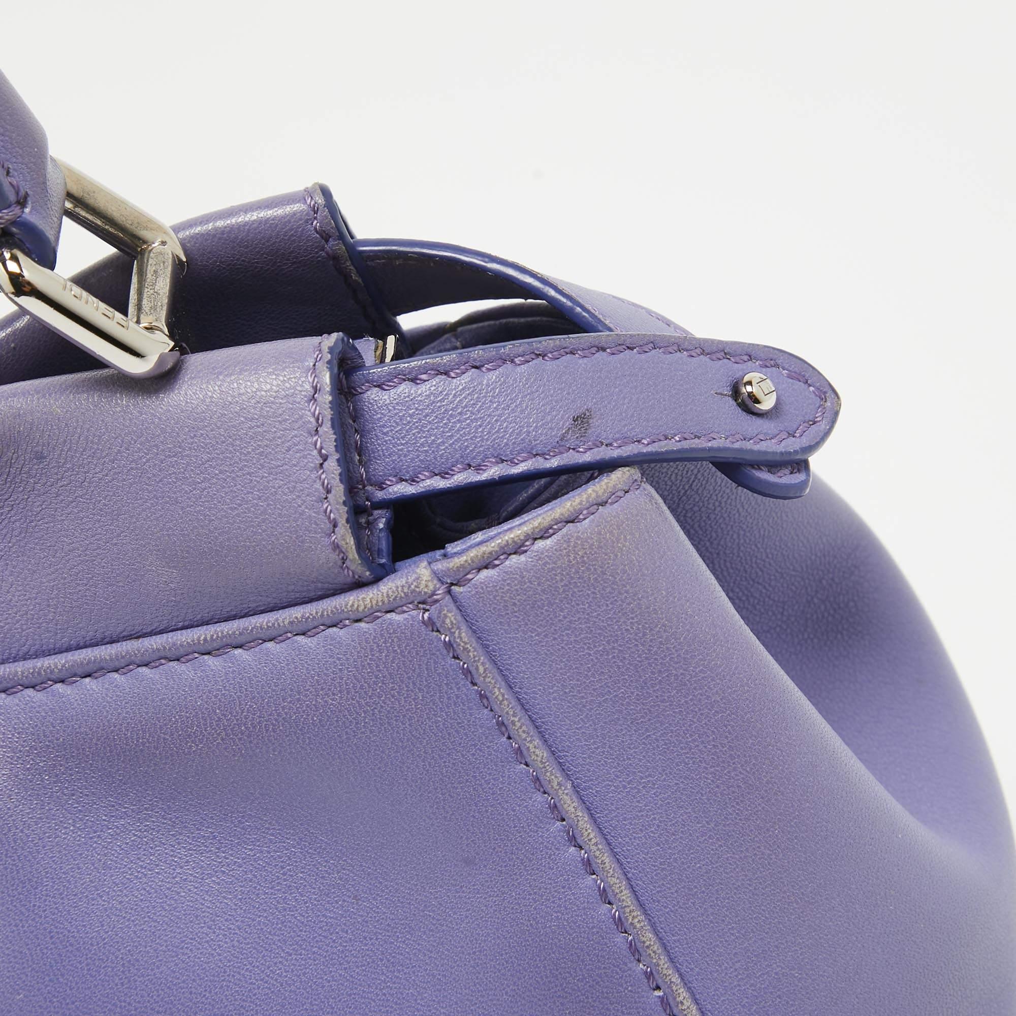 Fendi Lilac Leather Mini Peekaboo Top Handle Bag 2