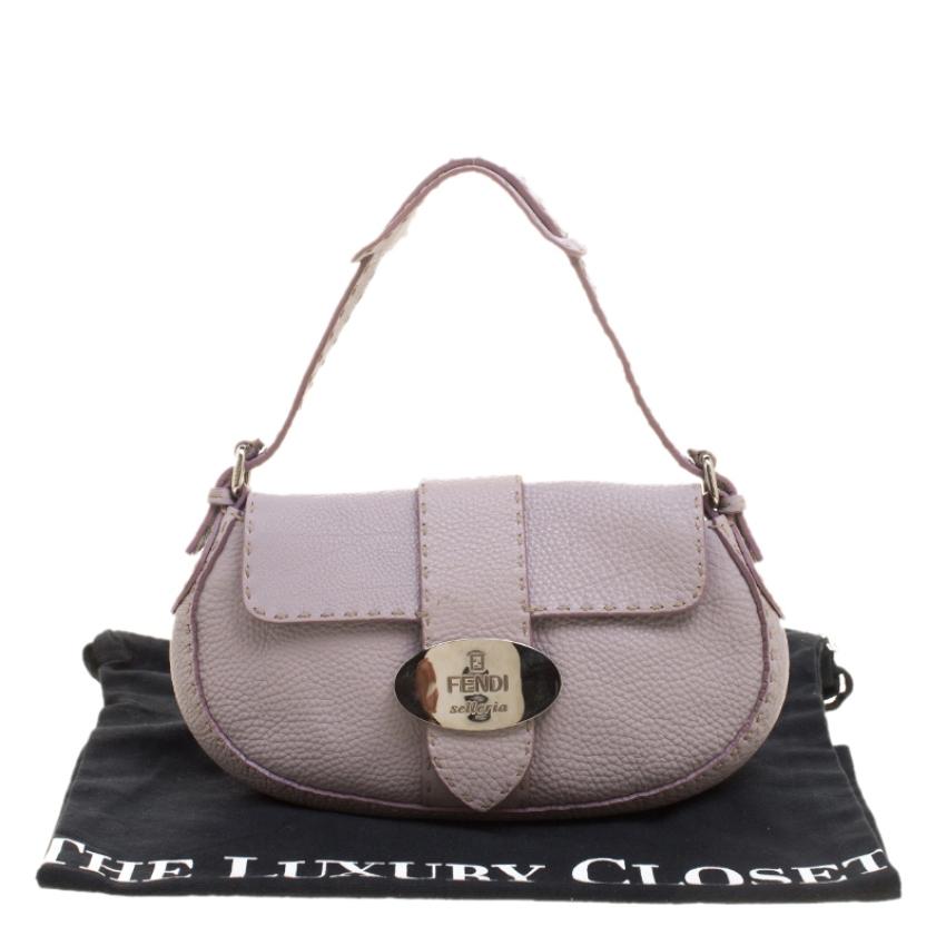 Fendi Lilac Leather Selleria Shoulder Bag 6