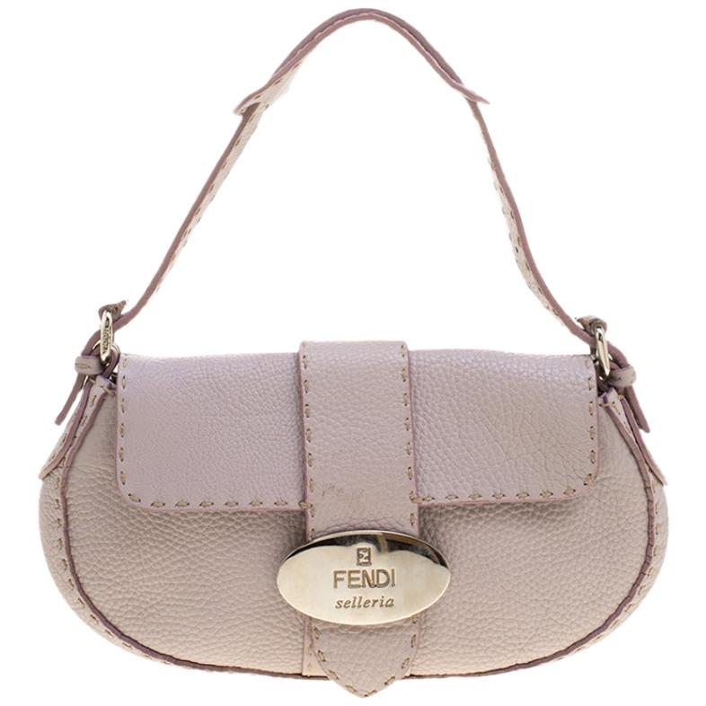 Fendi Lilac Leather Selleria Shoulder Bag
