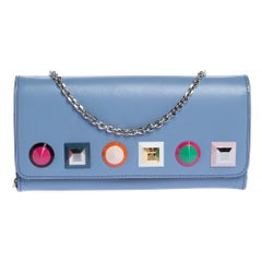 Fendi Lilac Leather Studded Wallet On Chain