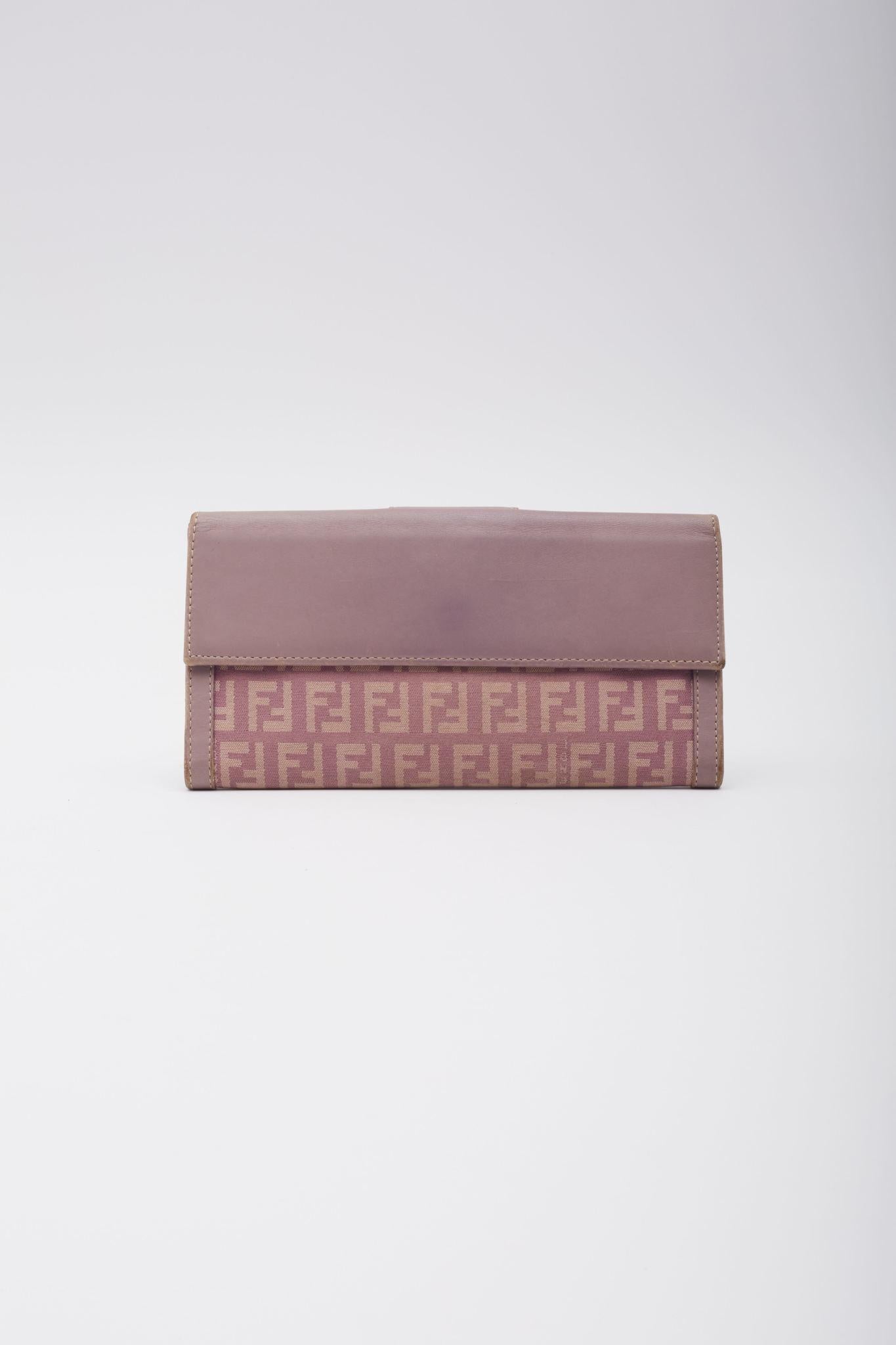 Brown Fendi Lilac Monogram Zucca Fold Wallet 8m0032