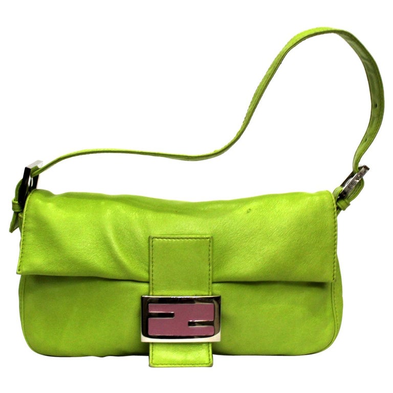 Fendi Lime Green Leather Baguette Bag For Sale at 1stdibs