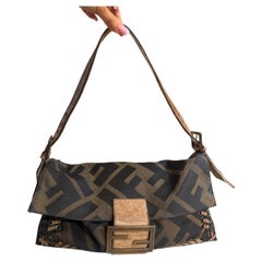 Fendi Limited Edition Baguette Grande Zucca Tobacco Canvas and Leather 2008