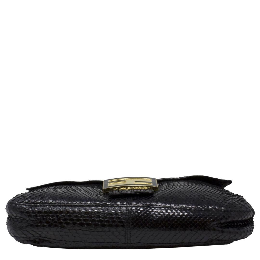 Women's or Men's Fendi Limited Edition Black Snakeskin Baguette For Sale