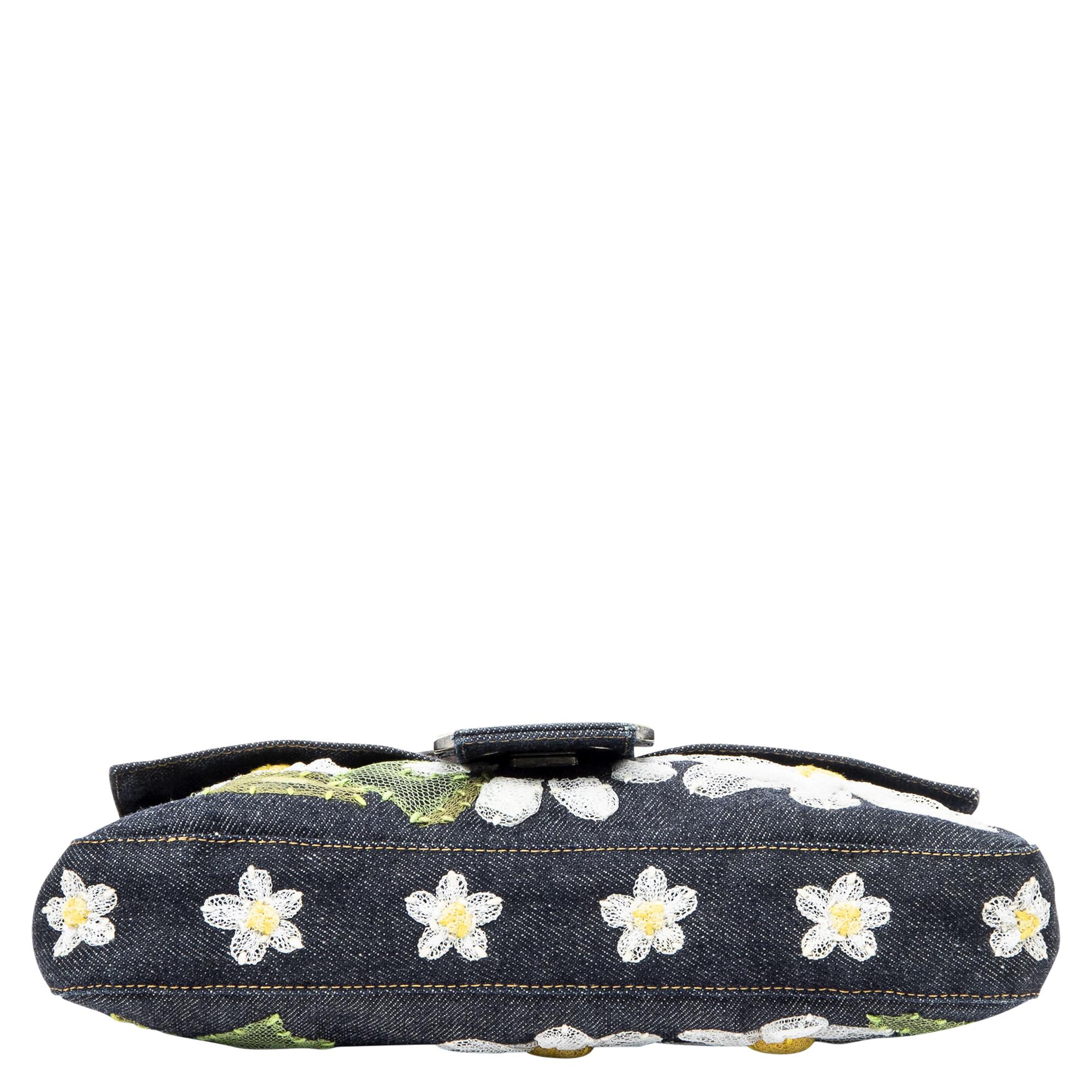 Women's or Men's Fendi Limited Edition Floral Embroidered Baguette For Sale