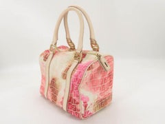 Fendi (Limited Edition) Floral Ff Zucca Boston 866690 Pink Leather Satchel