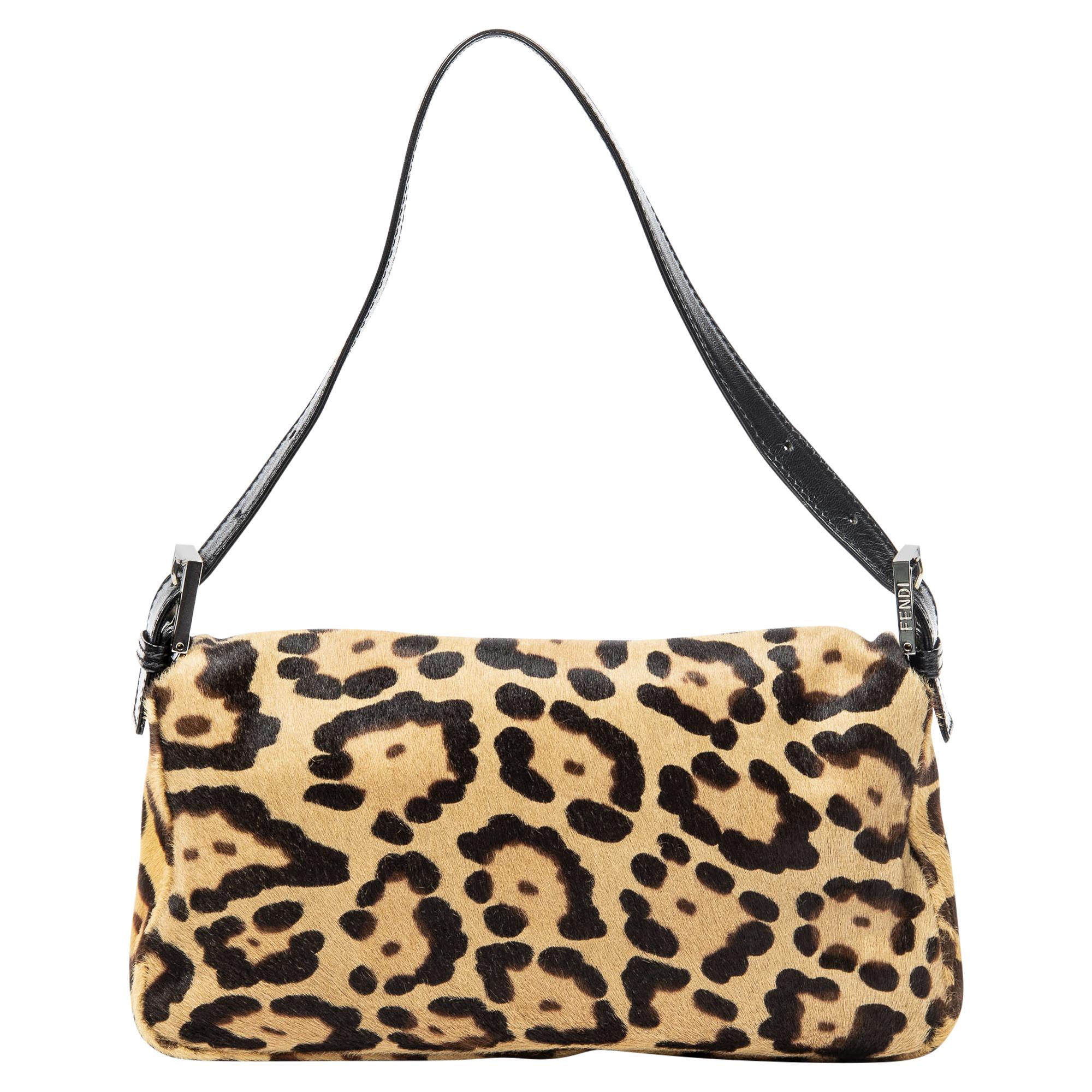 Black Fendi Limited Edition Leopard Baguette