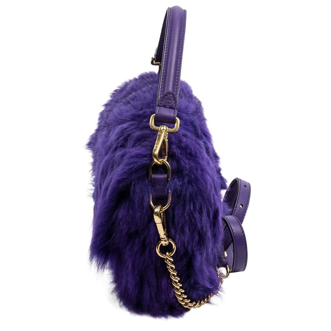 Fendi Limited Edition Medium Purple Fur Baguette NM w/ Strap In Excellent Condition For Sale In Atlanta, GA