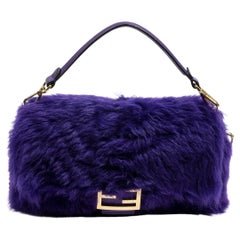 Fendi Limited Edition Medium Purple Fur Baguette NM w/ Strap