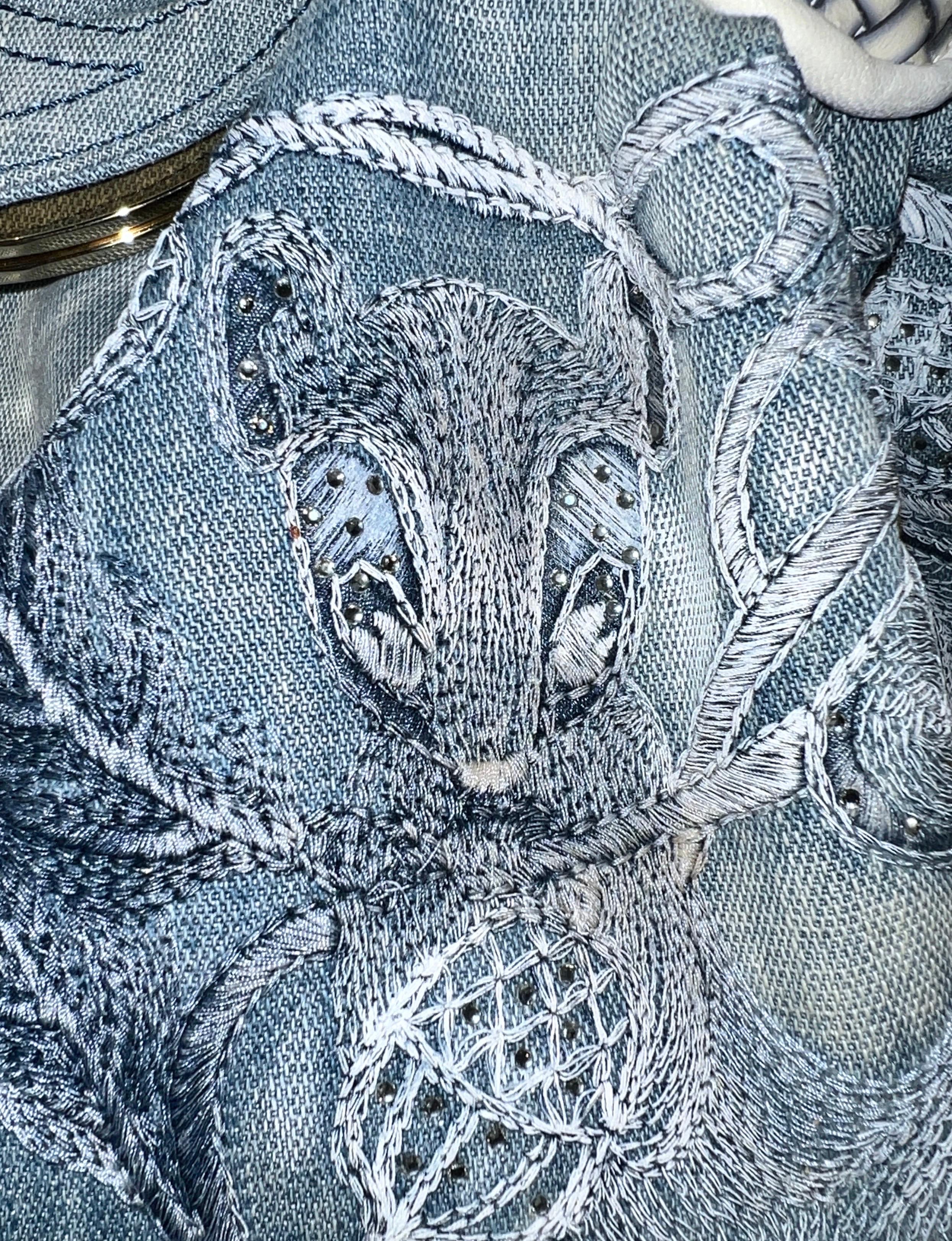 FENDI Limited Edition Squirrel Spy Bag Denim Hand-Embroidery Crystals SS 2006 4