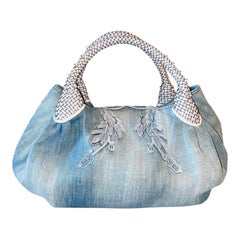 FENDI Limited Edition Squirrel Spy Bag Denim Hand-Embroidery Crystals SS 2006