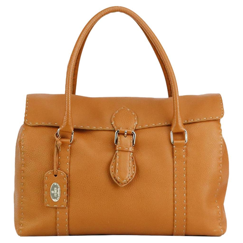 Fendi Linda Selleria Large Textured Leather Shoulder Bag