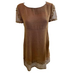 Fendi Linen Beadwork Honeycomb Dress