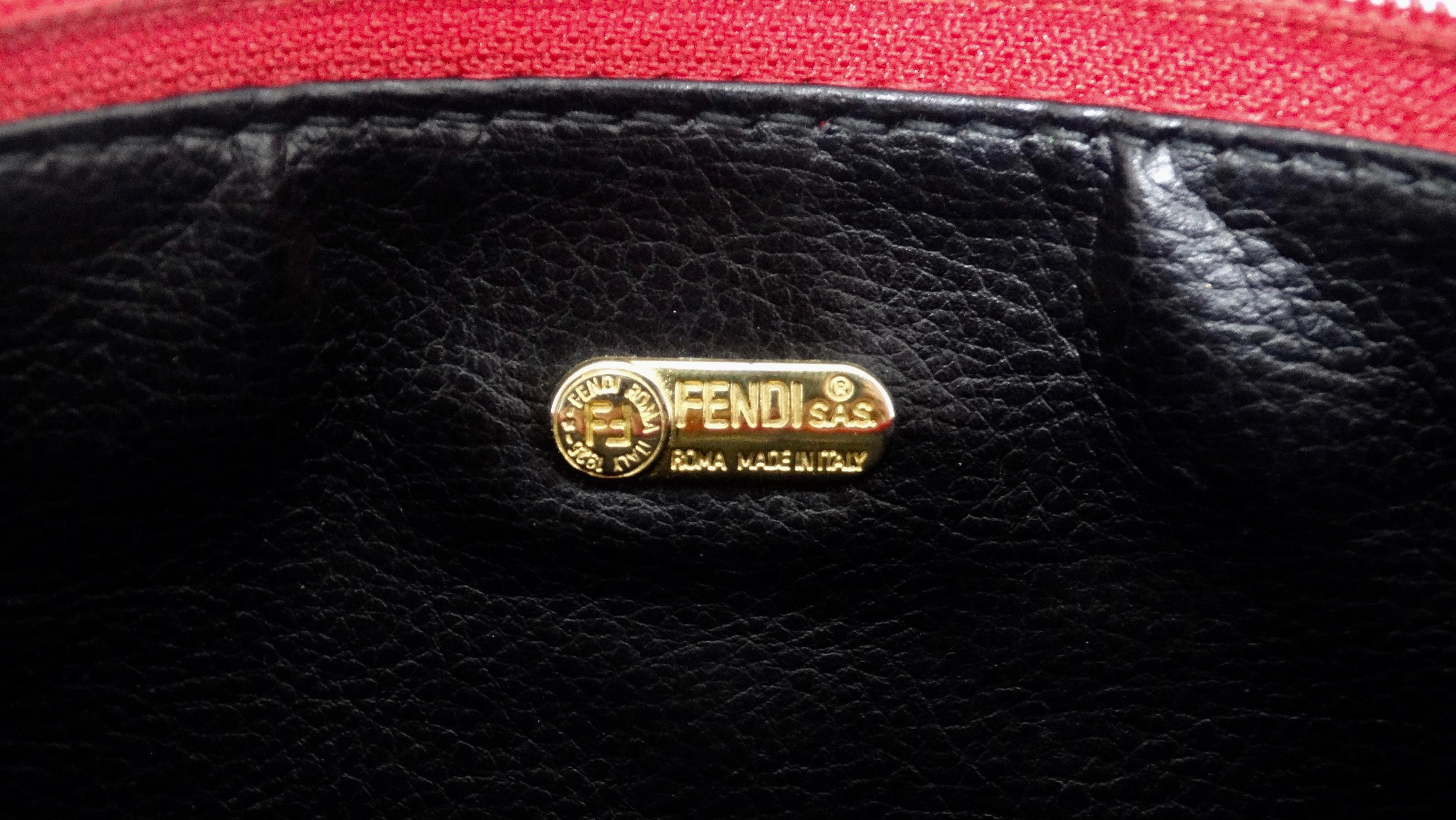 Fendi Lipstick Red Monogram Leather Clutch  2