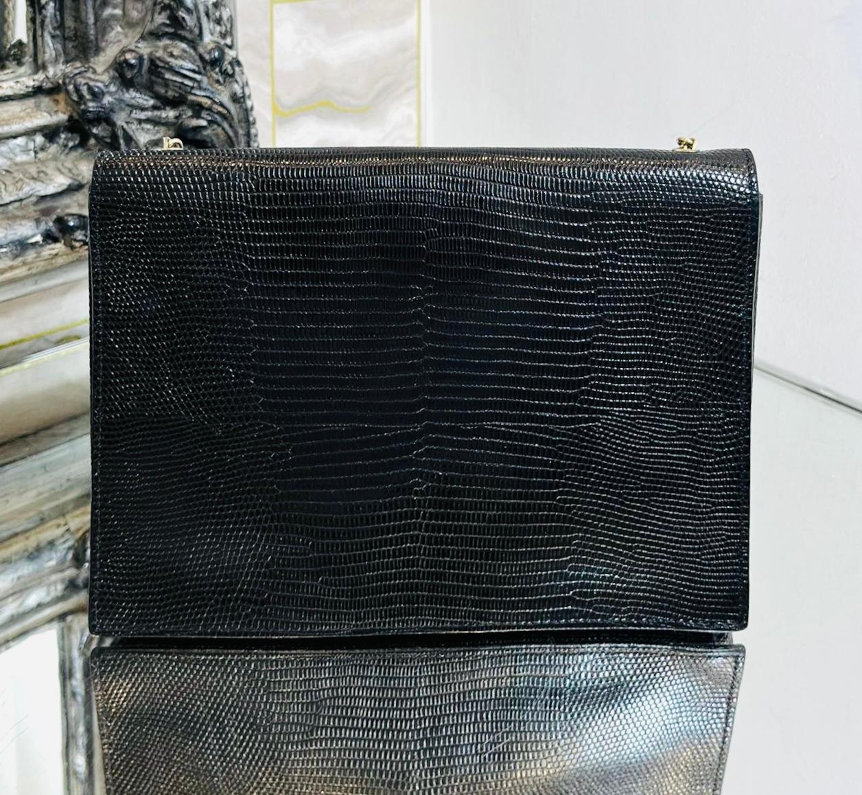 Black Fendi Lizard Embossed Leather Wallet/Bag On Chain For Sale